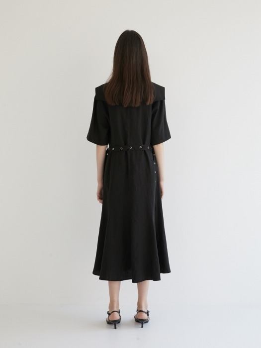 19 SUMMER_Black Linen Sailor Dress 