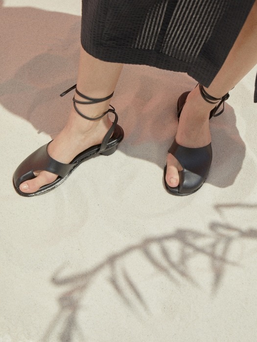 MOONSUN x NOTTZ : Nova Open Toe Lace-up Sandal (3cm)  /Black