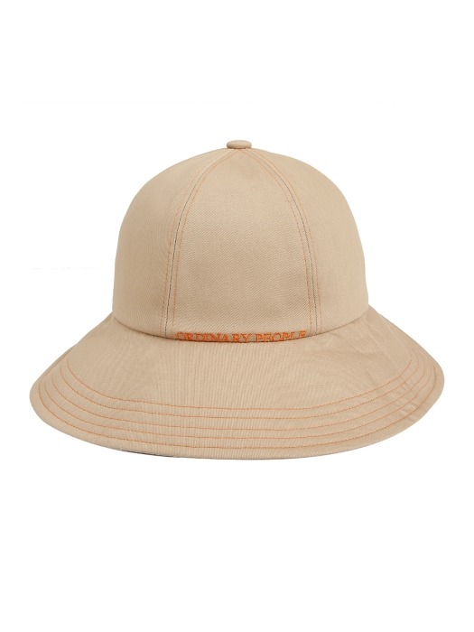 orange stitch point beige bucket hat
