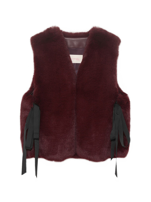 FAUX FUR RIBBON DETAILS VEST