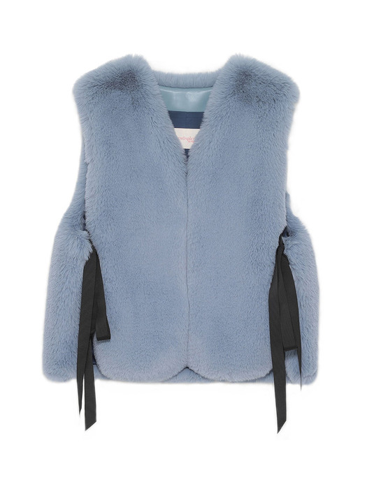 FAUX FUR RIBBON DETAILS VEST