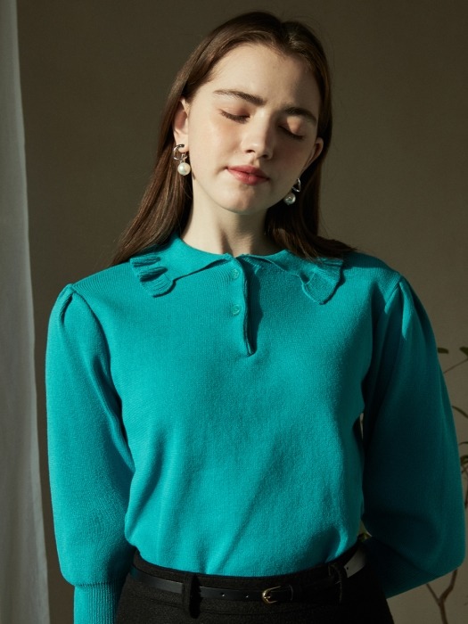 iuw543 frill collar knit (green)