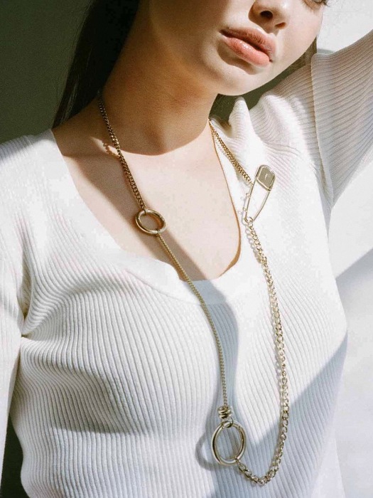 SAFETYPIN LONG MIX CHAIN NECKLACE