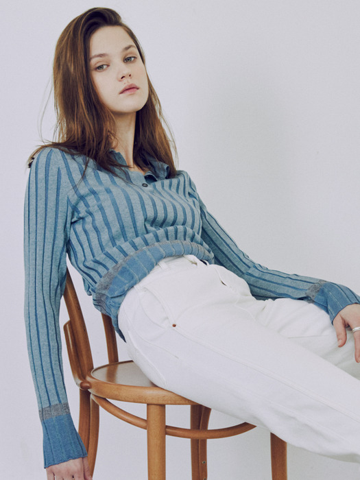 [FRONTROW x RePLAIN] Cotton Silk Ribbed Knit Top