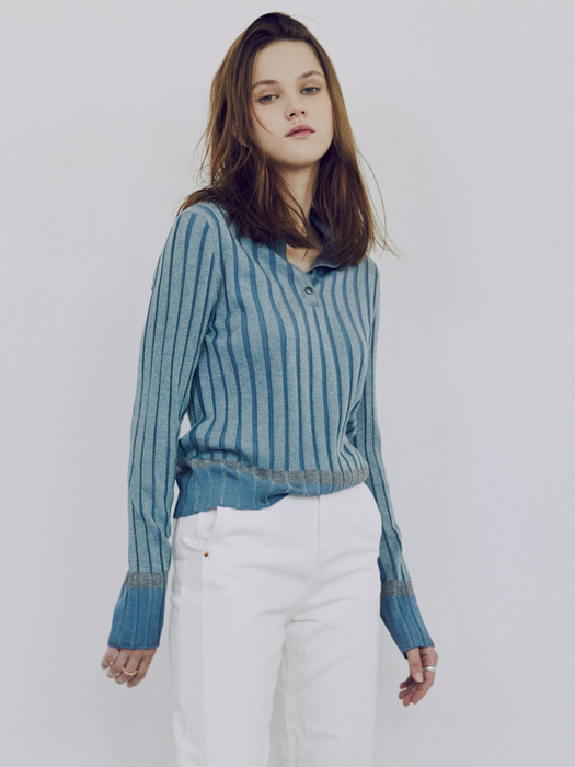 [FRONTROW x RePLAIN] Cotton Silk Ribbed Knit Top