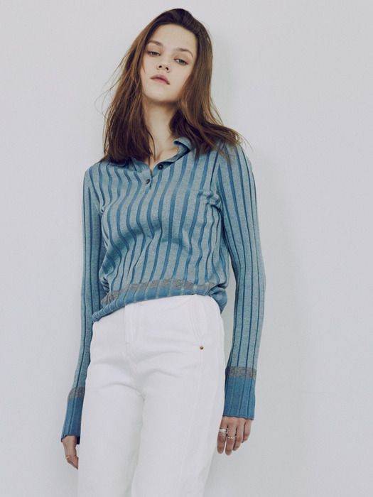 [FRONTROW x RePLAIN] Cotton Silk Ribbed Knit Top