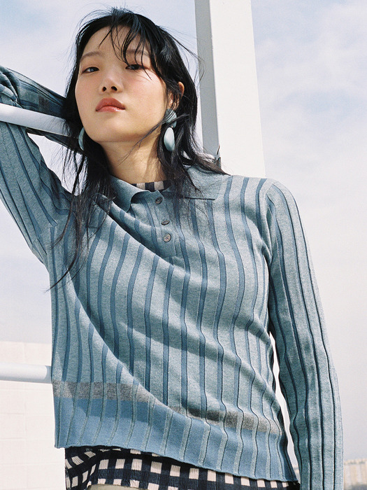 [FRONTROW x RePLAIN] Cotton Silk Ribbed Knit Top