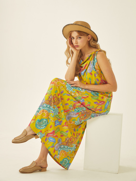 SLEEVELESS PRINTED MAXI DRESS TSSOP-121-YL