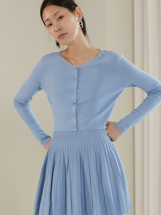 [BC20SSKN02]BANDING FLARE KNIT SKIRT[BLUE]