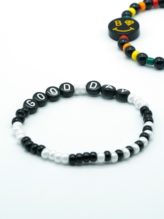 Mono smile initial Bracelet set 봉보 스마일 레인보우 비즈팔찌 세트 (2종)