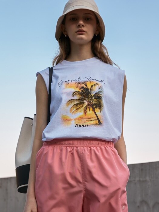 RESORT GRAPHIC SLEEVELESS T-SHIRT WHITE  UDTS0E122WT