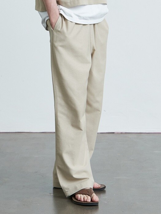 V011 wide fit cotton bandding pants (black)