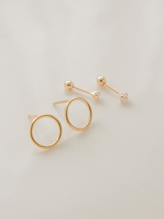 14k gf circle round earrings (14k 골드필드)