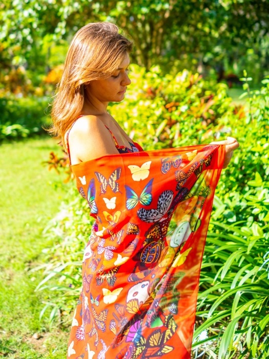BEACH RED BUTTERFLY SARONG