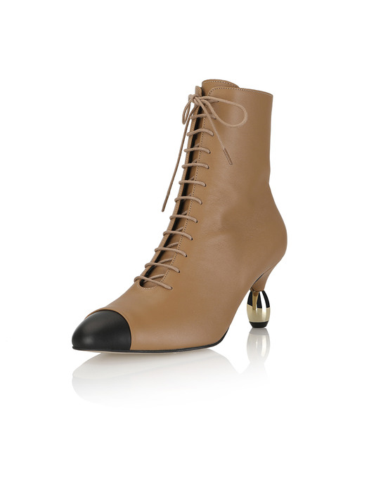 Amber Lace-up Boots / B559 Camel+Black