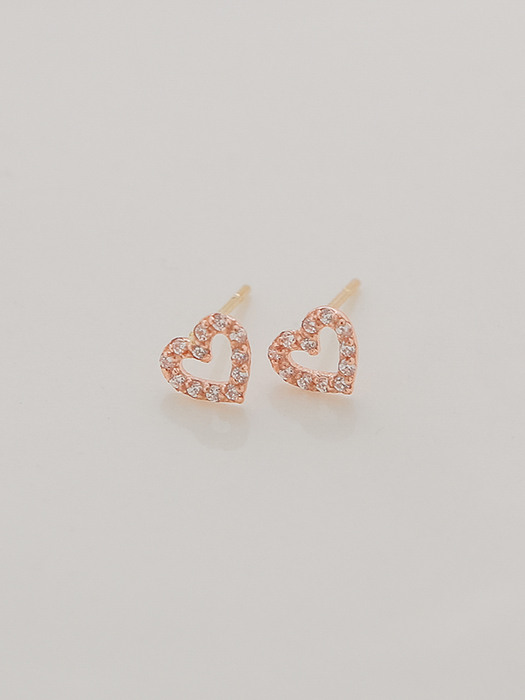 10k gold rosegold CZ heart earrings (10k 골드)