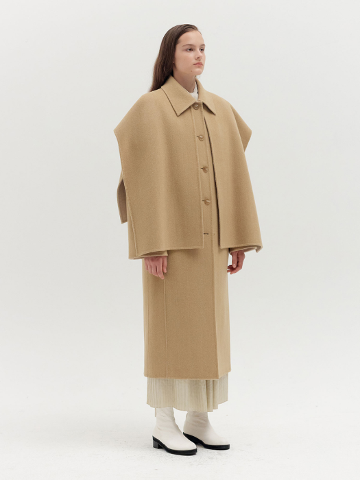 QUIARA Caped Coat - Beige