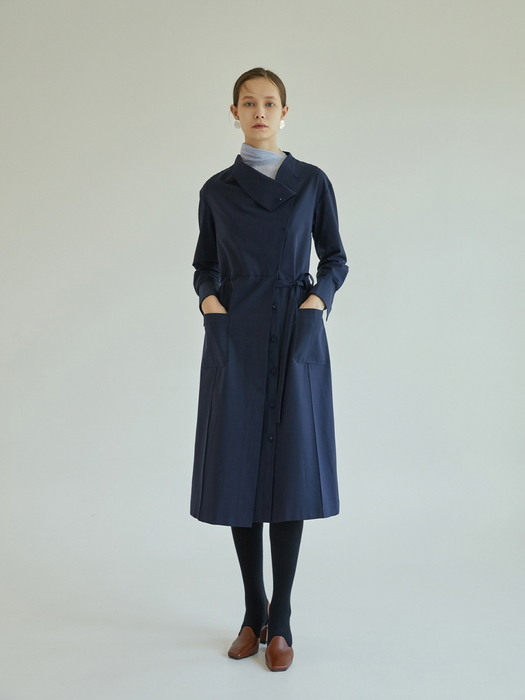 2WAY COLLAR OUTER DRESS-DARK NAVY