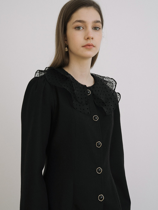 monts 1213 wrinkled collar dress (black)