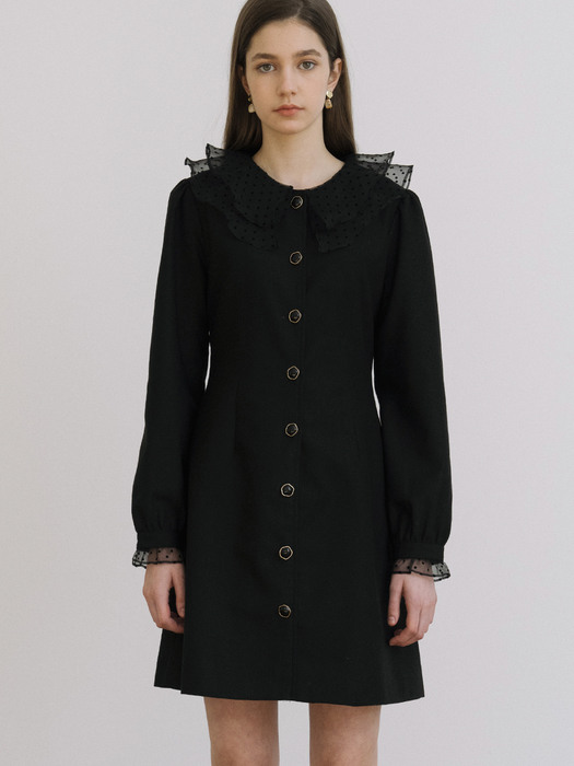 monts 1213 wrinkled collar dress (black)