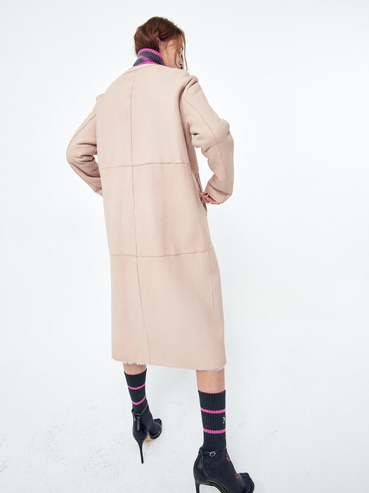 ROUND NECK SHEARLING - REVERSIBLE - BABY PINK