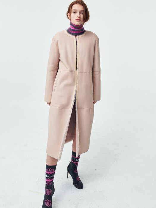 ROUND NECK SHEARLING - REVERSIBLE - BABY PINK