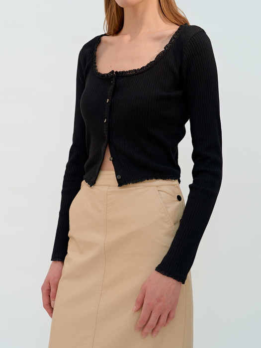 SNAP POINT LEATHER SKIRT (beige)