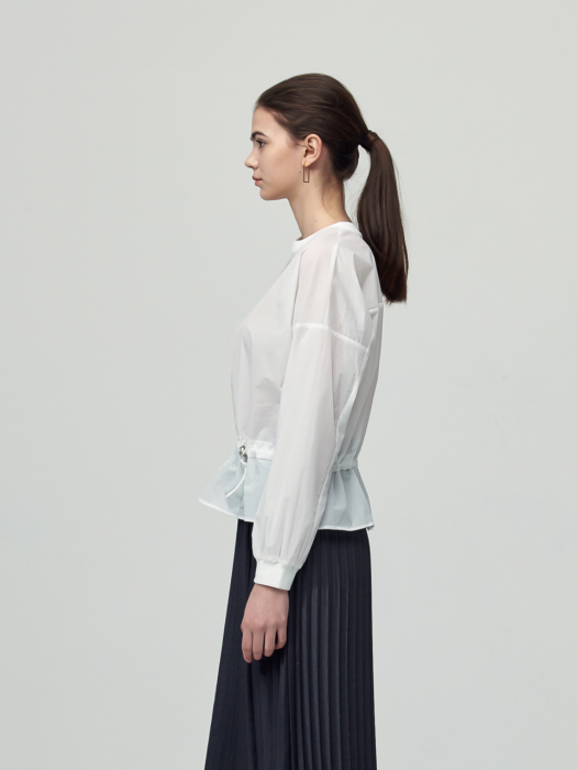 See-Trough Feather Blouse_White