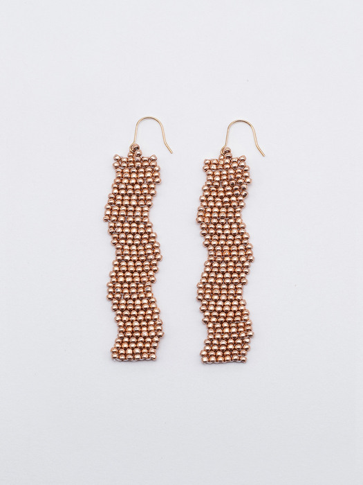 Golden Wave Beads Earrings - Rose gold