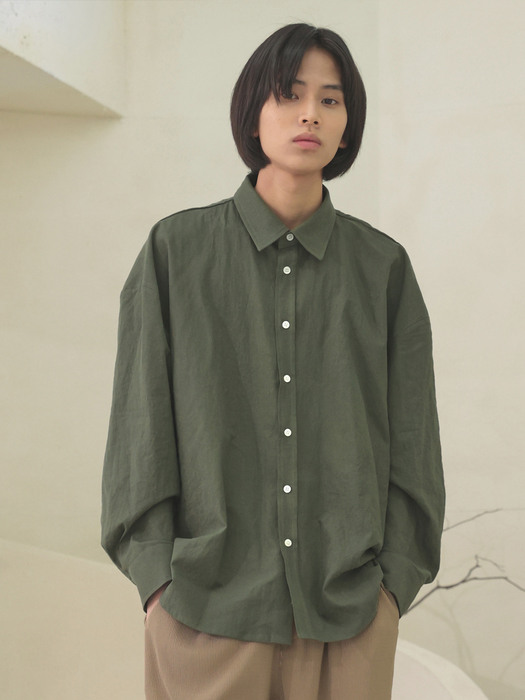 linen shirts [oversize fit]_khaki_남녀공용