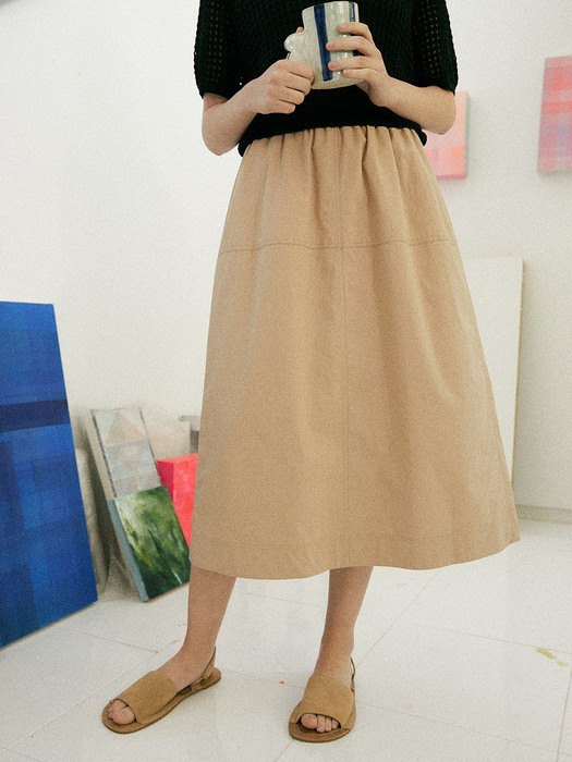 banding full skirt (beige)