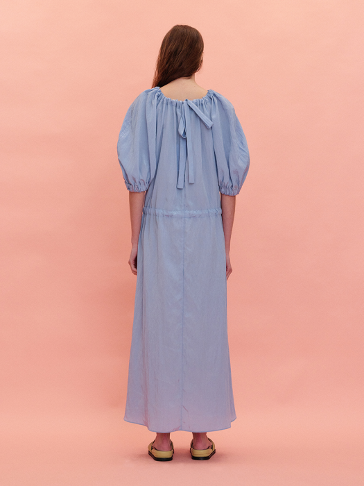ROLLINA Puff Sleeve Long Dress - Sky Blue