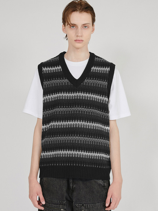 6mix Knit Vest - Charcoal Mix (FL-150)