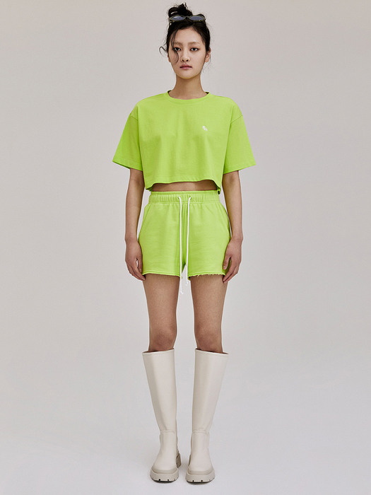 Cut Off Sweat Shorts - Lime