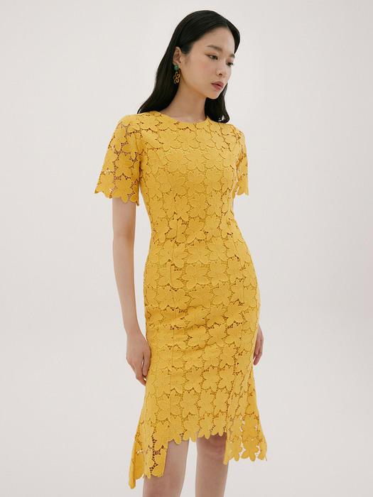 FSK SHORT-SLEEVE LACE LONG OPS YELLOW