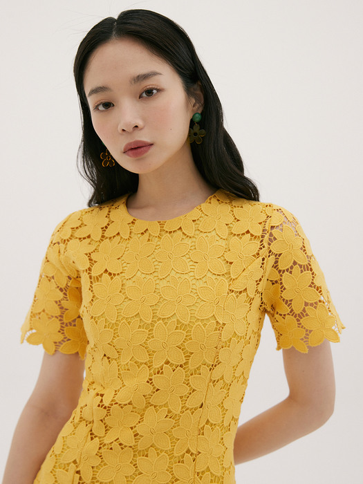 FSK SHORT-SLEEVE LACE LONG OPS YELLOW