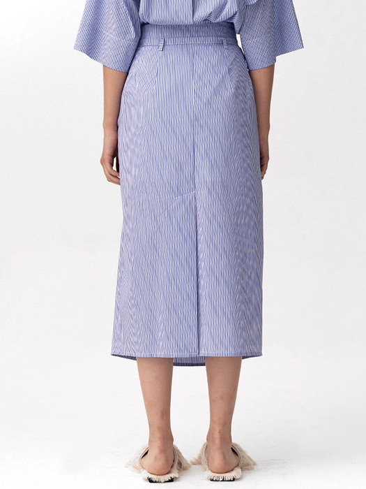 STRAP WRAP SKIRT_BLUE STRIPE