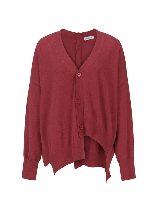 BACK BUTTON UNBALANCE KNIT CARDIGAN_RED [U1F0K201/24]