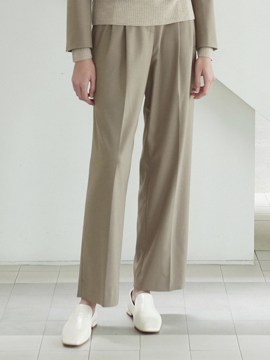 double pintuck pants (mocha beige)