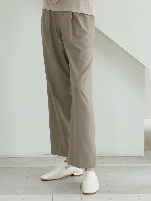 double pintuck pants (mocha beige)