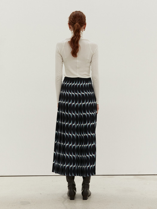 TOF PLEATED MIDI SKIRT ROUND SLATE BLUE