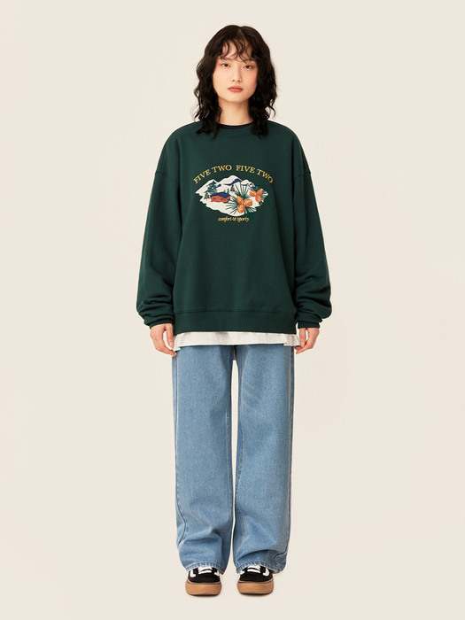 LANDSCAPE EMBROIDERY SWEATSHIRTS [GREEN]