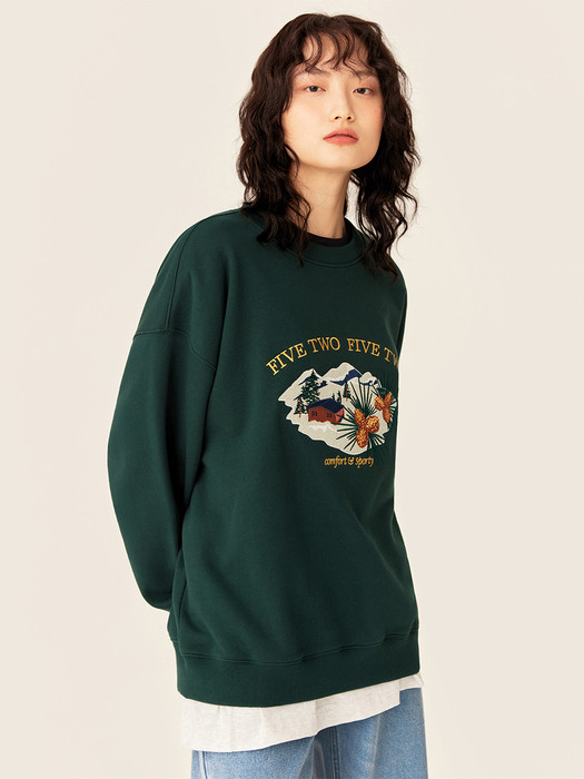 LANDSCAPE EMBROIDERY SWEATSHIRTS [GREEN]