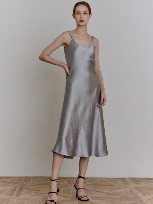 SATIN SLEEVELESS LONG DRESS [6COLORS]