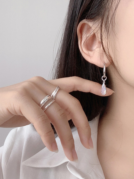 E265_Milk Crystal Ring Earring