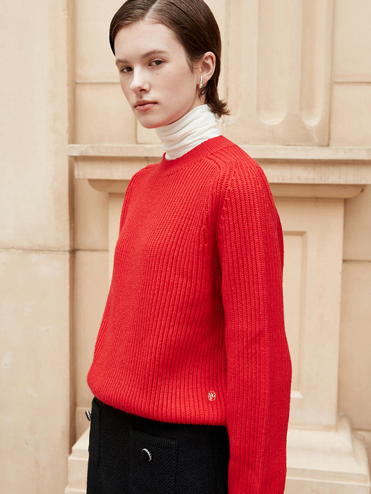 MOCK NECK KNIT red