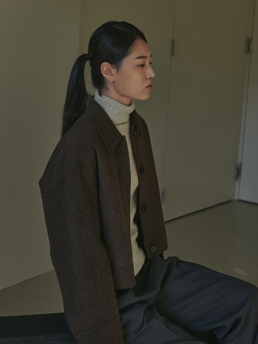 FW21 Part2. Arms Wool Loosefit Short Coat_Brown