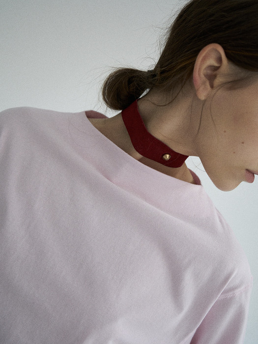  Boatneck long shirt in pink cotton 