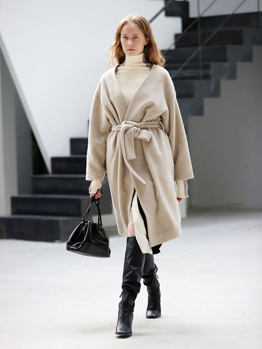 Wool alpaca minimal robe-coat