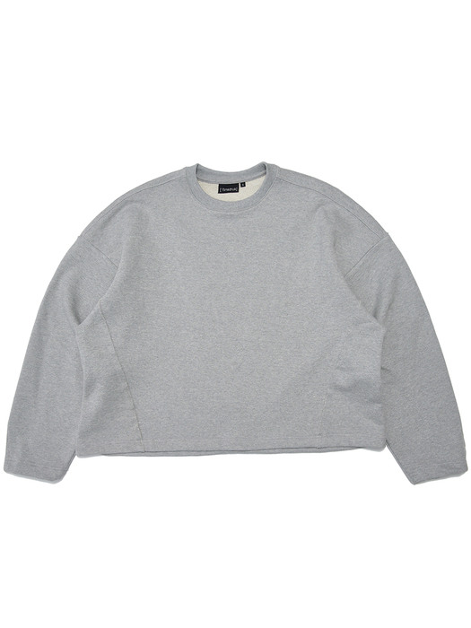 COTTON EMBROIDERY OVERSIZED SWEAT CROPPED TOP(M/grey)